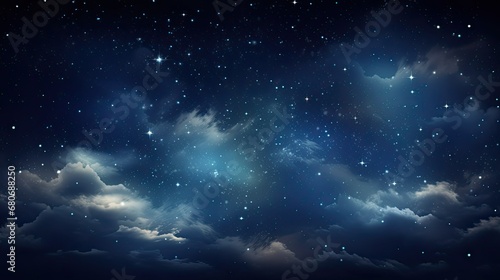 Night sky with shining stars and the milky way. Outer space and universe.