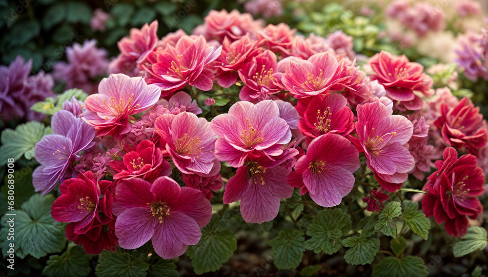Radiant and striking geraniums, with their clusters of colorful blossoms - AI Generative