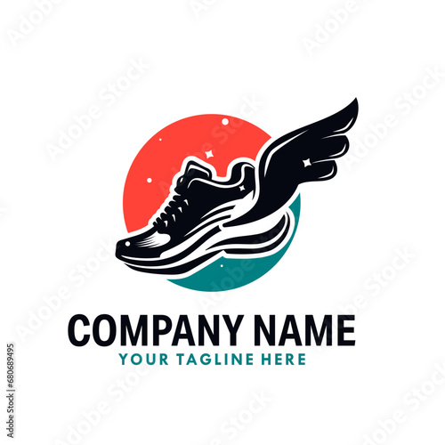 Track and Field Shoe with Wings Logo design