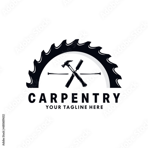 Woodwork and Carpentry Logo Design Template