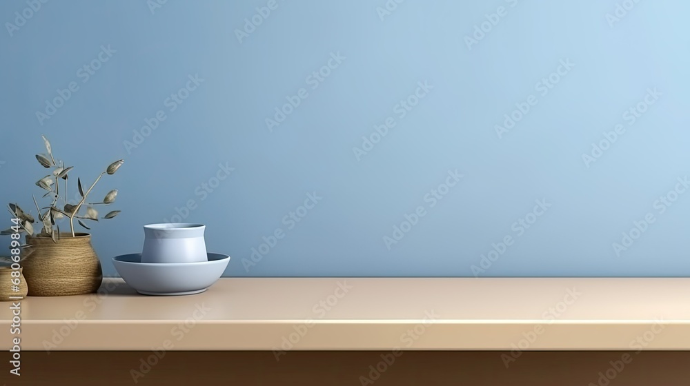 Fototapeta premium Empty table with copy space. Blank backdrop, abstract place - business decoration for shop or product.