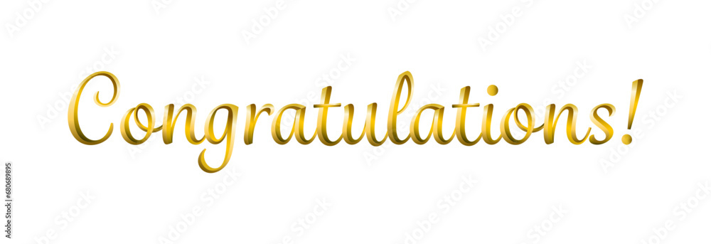 Congratulations word text in golden metallic cursive vector font. Congratulations word text in golden metallic cursive vector font.