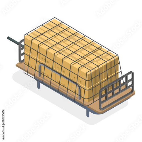 3D Isometric Flat Vector Set of Car Roof Storage, Transporting Bicycles. Item 3