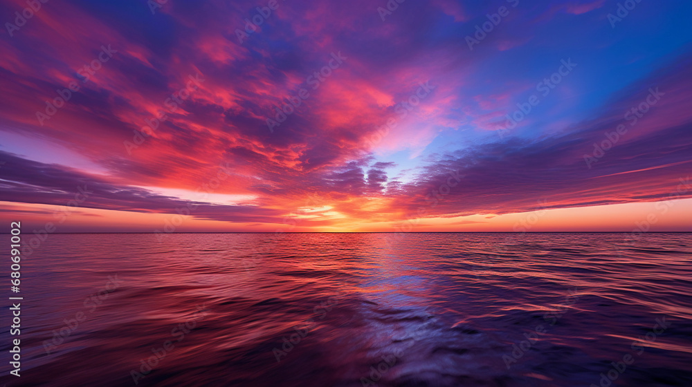 ayers of warm and cool hues stacked horizontally, sun kissing the water, minimalistic, pastel tones, serene ayers of warm and cool hues stacked horizontally, sun kissing the water, minimalistic, pastel tones, serene