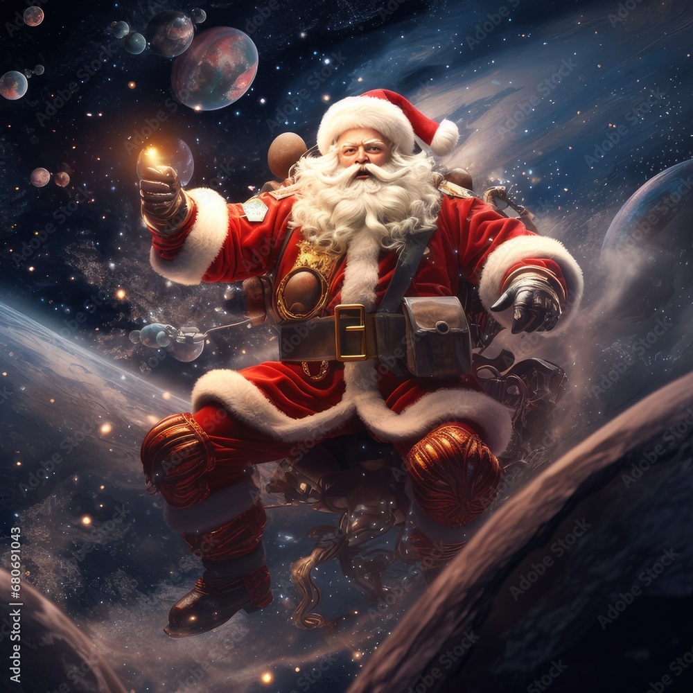 Cosmic Claus: Santa's Celestial Journey Beyond the Stars, generative AI Cosmic Claus: Santa's Celestial Journey Beyond the Stars, generative AI