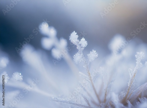 Frozen nature macro photography, winter season