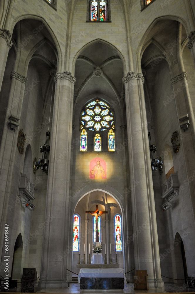 Tibidabo cathedral interiors in Barcelona, Spain