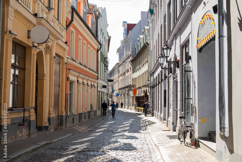 Obraz premium center of the old town street in Riga Latvia