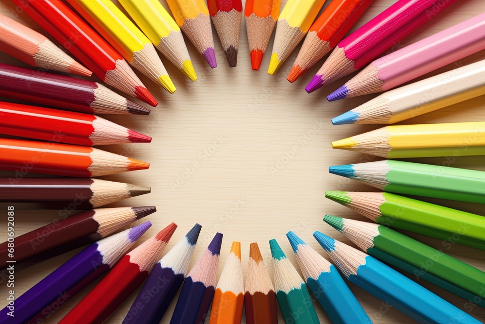 abstract background of color pencil close up top view, Generative Ai abstract background of color pencil close up top view, Generative Ai
