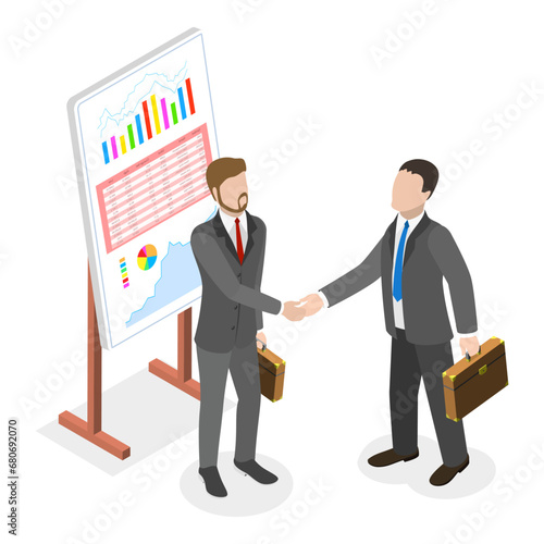 3D Isometric Flat Vector Illustration of Trade Show, Business Expo Presentation. Item 1