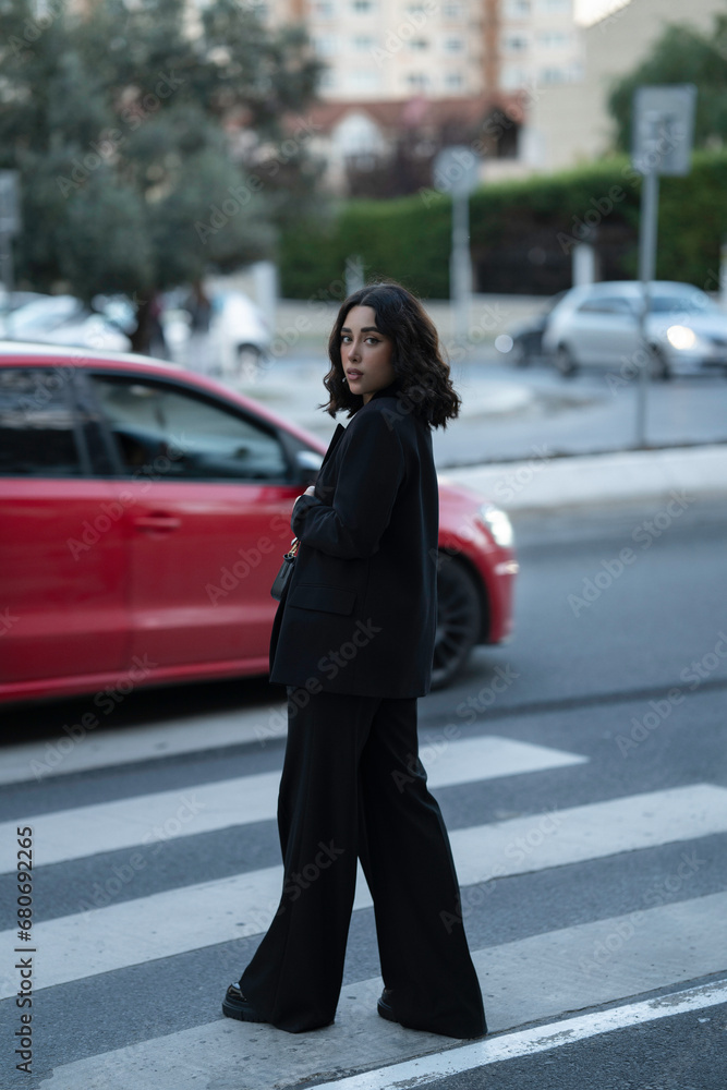Fototapeta premium person walking on the street