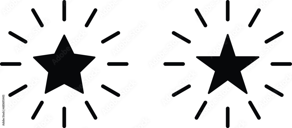 Shining star icon set vector isolated on white background Shining star icon set vector isolated on white background