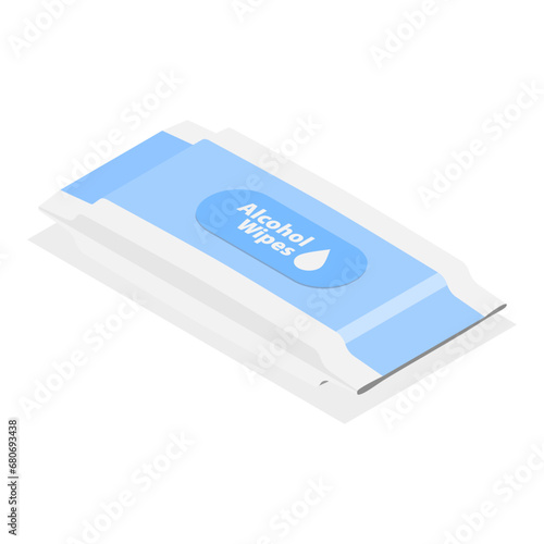 3D Isometric Flat Vector Set of Sanitizers, Personal Protective Equipment. Item 1