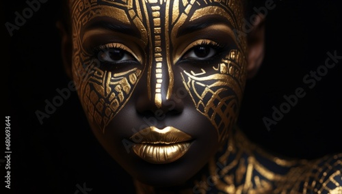 Golden Beauty: A Woman's Face Transformed into a Stunning Work of Art