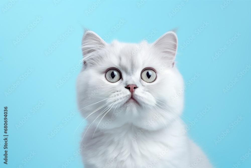 Studio shot capturing cat on vibrant backdrop