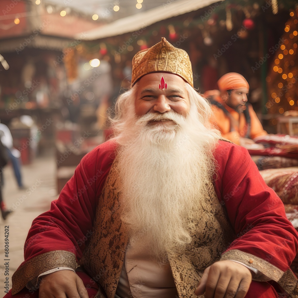 Santa's Merry Visit to India: A Joyful Celebration, generative AI