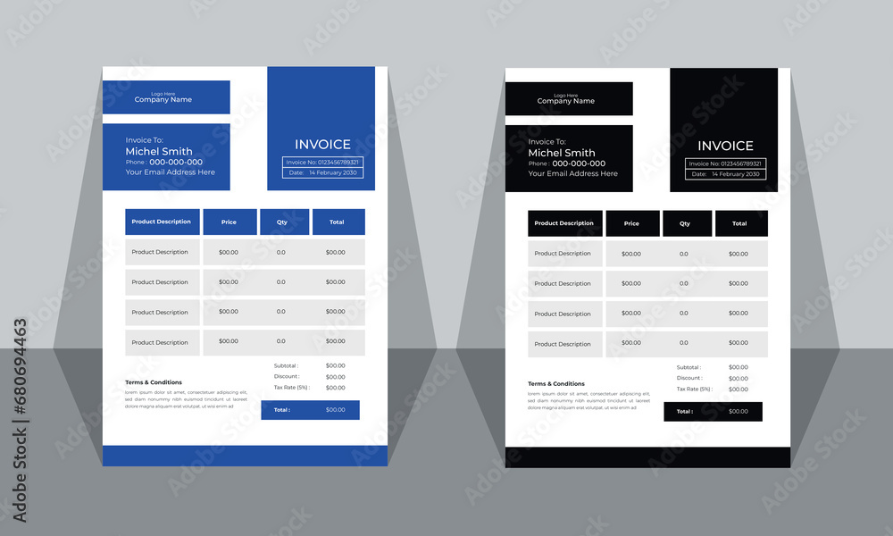 Naklejka premium vector modern simple invoice design template, 