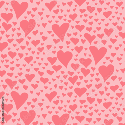 Seamless pattern of hand drawn hearts for Valentine s day  vector illustration