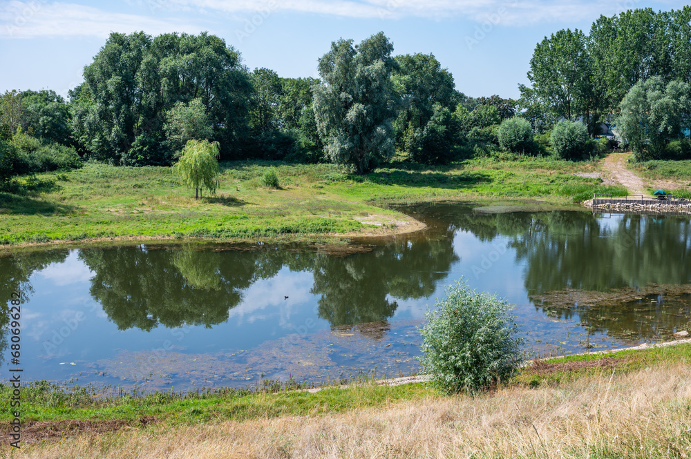 Natural reflections in the ponds of the river Waal at Millingerwaard, The Netherlands Natural reflections in the ponds of the river Waal at Millingerwaard, The Netherlands