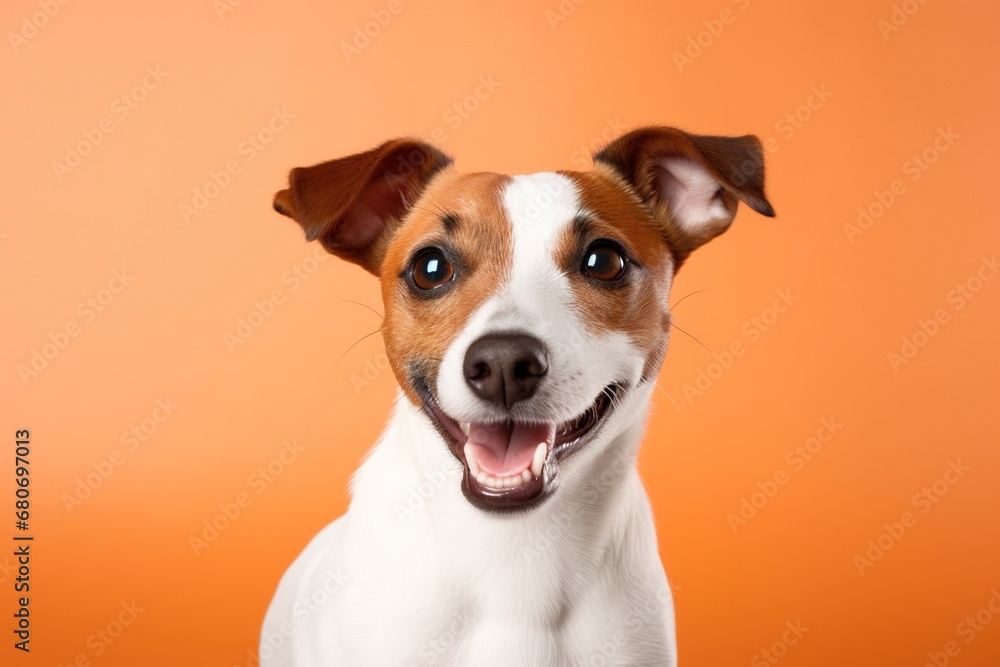 Studio shot capturing dog on vibrant backdrop Studio shot capturing dog on vibrant backdrop
