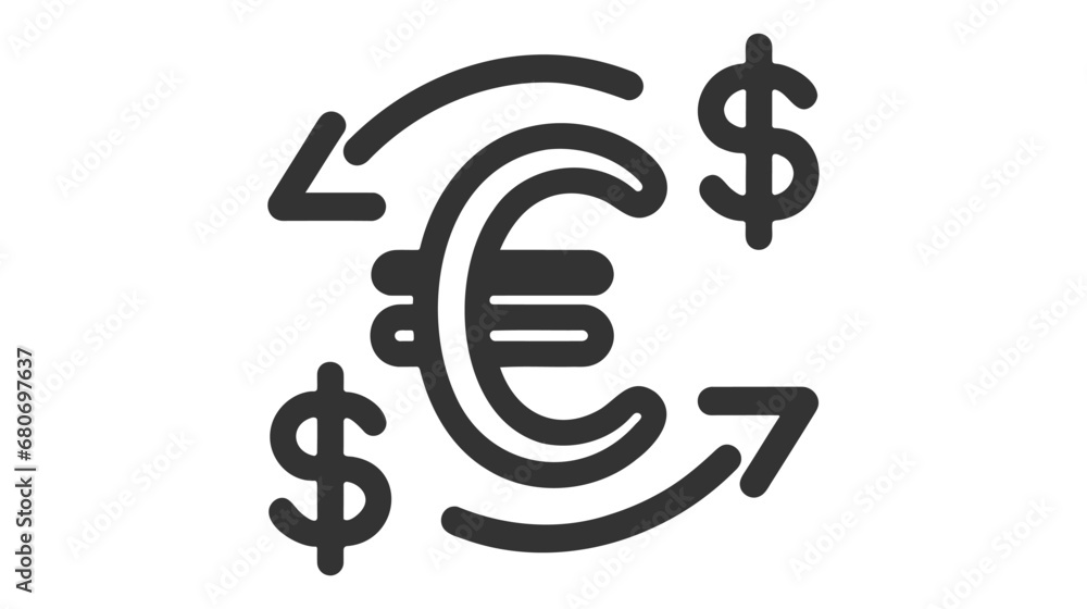 Money exchange simple icon. Banking currency sign. Euro and Dollar Cash transfer symbol. Money exchange simple icon. Banking currency sign. Euro and Dollar Cash transfer symbol.
