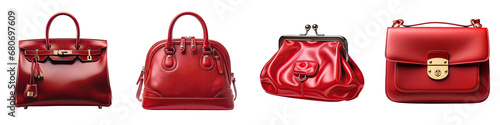 Red purse Hyperrealistic Highly Detailed Isolated On Transparent Background Png File photo