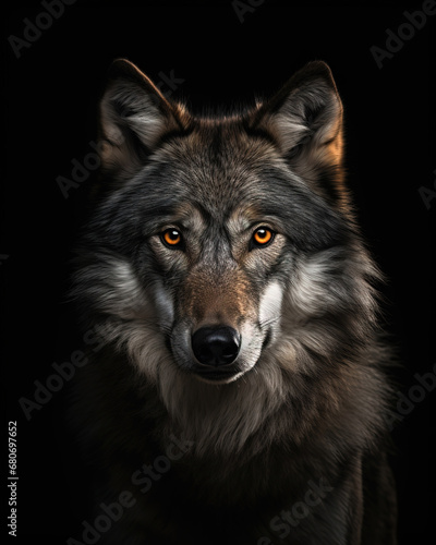 wolf in front of a dark background  generative ai 
