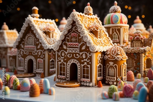 Christmas gingerbread house Magical fairy tale castle in snowy winter of sugary dreams © Muhammad Shoaib