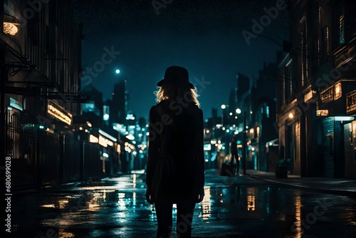 girl walking in the night