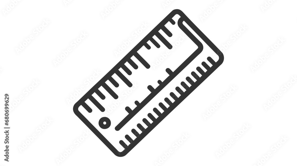 Vector icon of ruler on white background