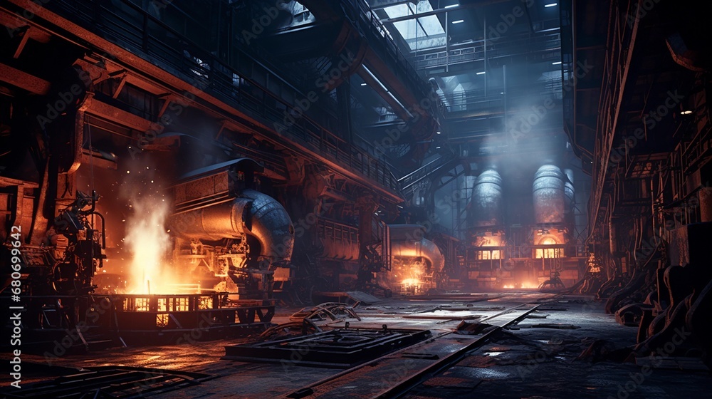Metallurgical industry, steel mill interior Metallurgical industry, steel mill interior