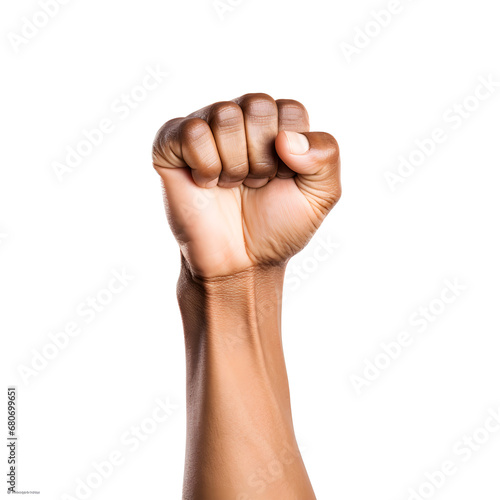 Raised Fist On Isolated Blank Background - Generative Ai