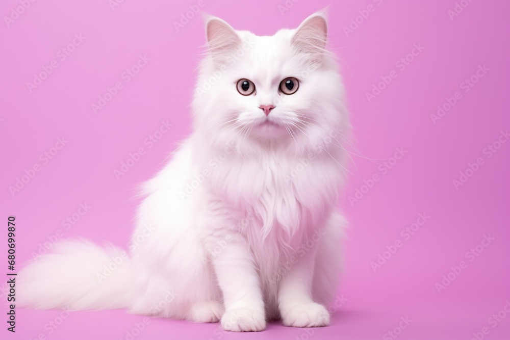 Studio shot capturing cat on vibrant backdrop Studio shot capturing cat on vibrant backdrop