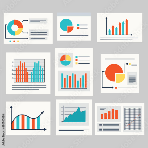 Vector Set of Business Infographic Elements. Graphs and Charts Vector Set
