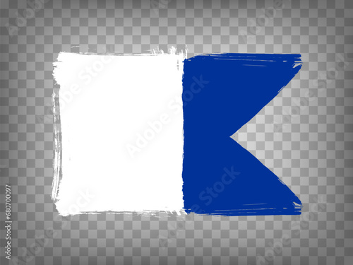 Diver Down Flag brush stroke background.  Scuba flag. Flag Diver Down Alfa on transparent backrgound for your web site design, logo, app, UI.  EPS10. Vintage Style 