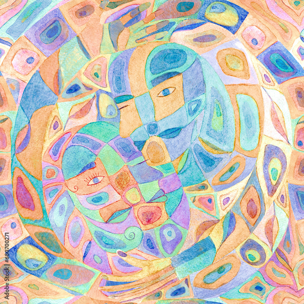 Watercolor abstrac symbolism. Yin and yang harmony Watercolor abstrac symbolism. Yin and yang harmony