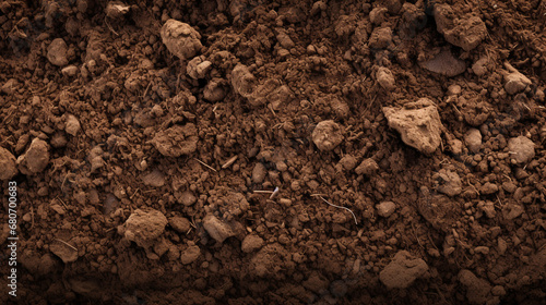 humus soil for plant texture background. AI Generative.