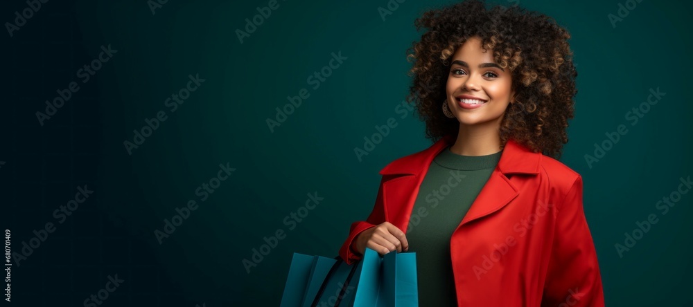 Woman with shopping. Black Friday concept. Portrait with selective focus and copy space Woman with shopping. Black Friday concept. Portrait with selective focus and copy space