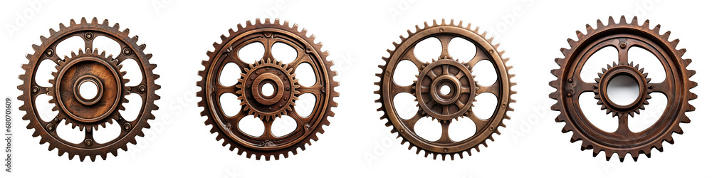 Rusty old cog wheel Hyperrealistic Highly Detailed Isolated On Transparent Background Png File - obrazy, fototapety, plakaty 