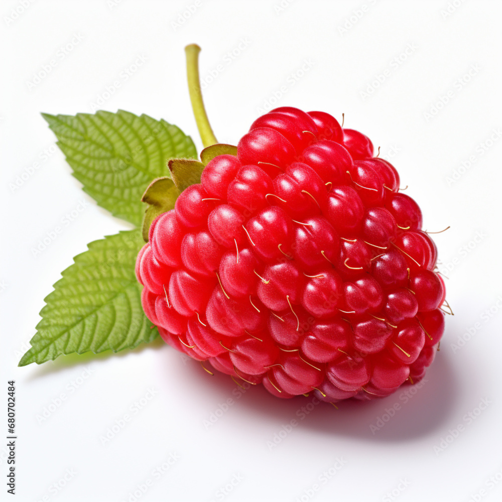 raspberry with leaves on white background raspberry with leaves on white background