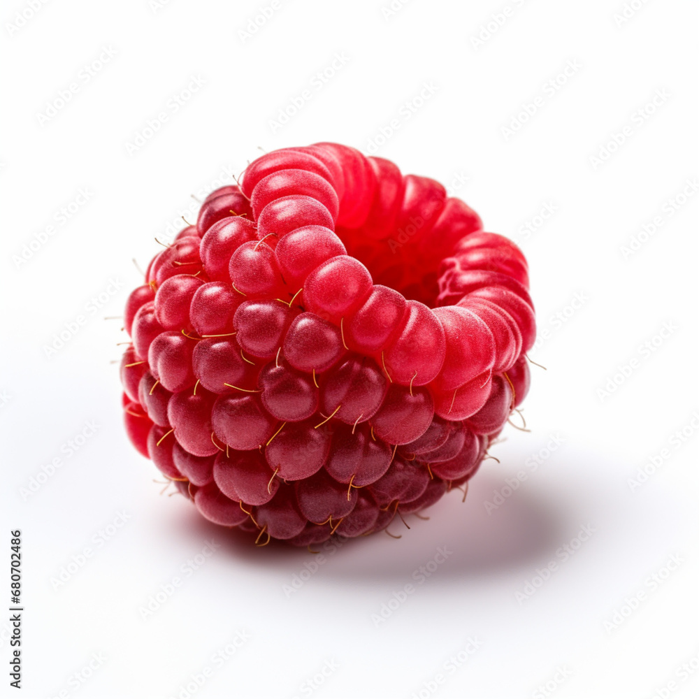 raspberry with leaves on white background raspberry with leaves on white background