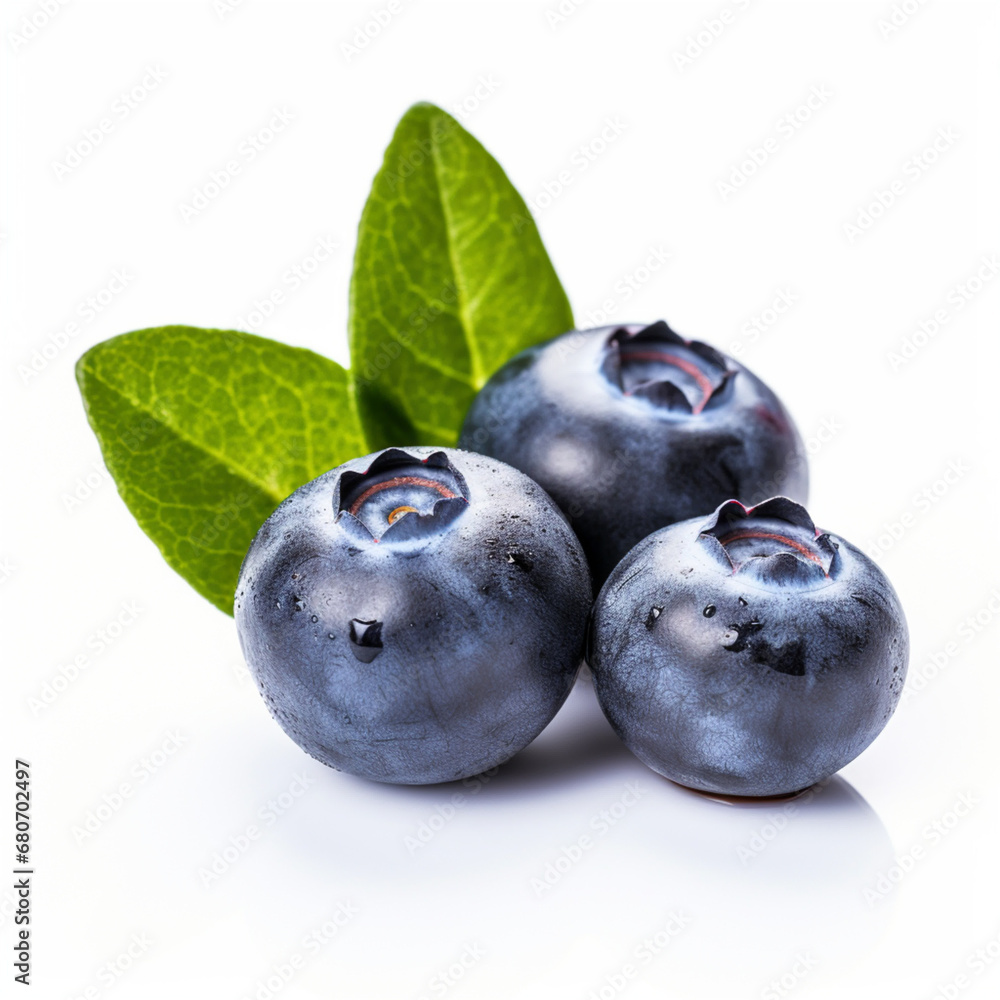 blueberry with leaves on white background blueberry with leaves on white background