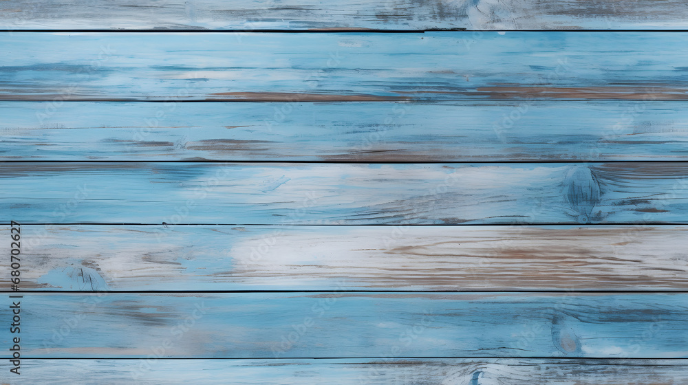Obraz premium Worn blue painted wood, beach house aesthetic, seamless texture