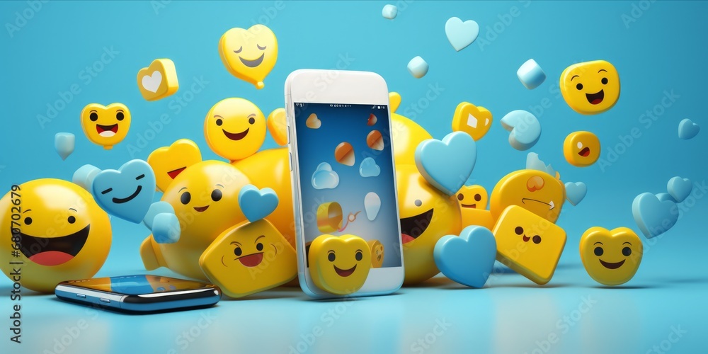 A Group of people with smart phones, Joyful Unity in Diverse Emojis and Expressive Conversations on Mobile Phones A Group of people with smart phones, Joyful Unity in Diverse Emojis and Expressive Conversations on Mobile Phones