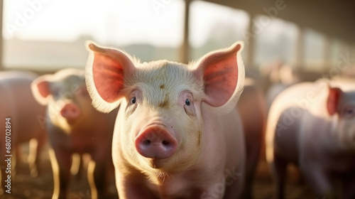 pig on a farm, animal husbandry, meat production © Jam