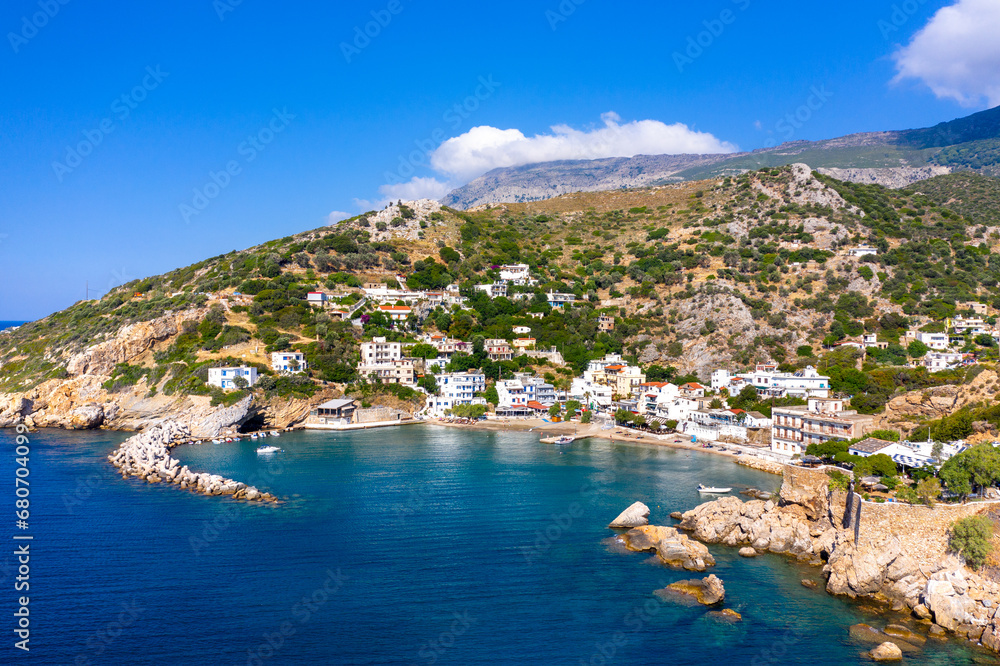 Therma village on Ikaria island with thermal springs, Greece.