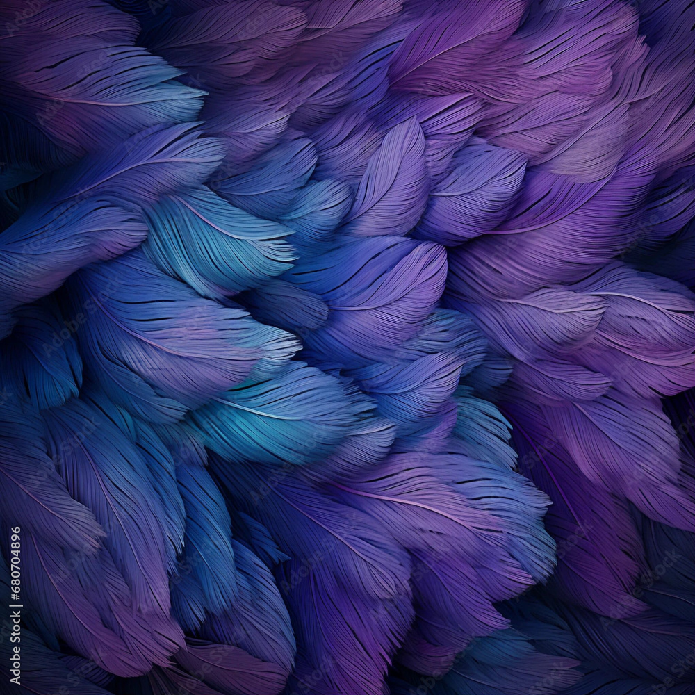 Fototapeta premium Layered Blue and Purple Feathers Background