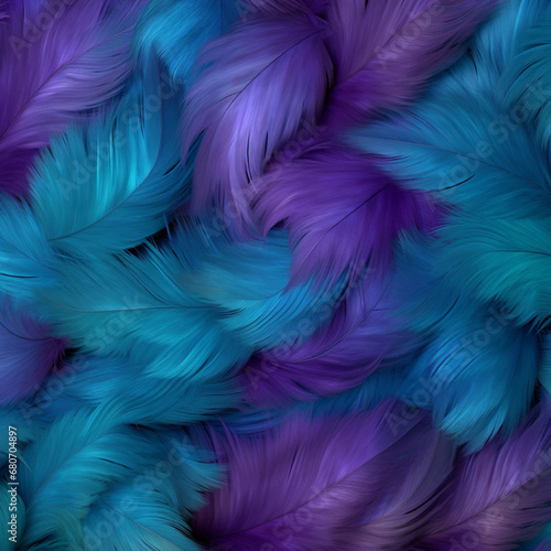 Layered Blue and Purple Feathers Background