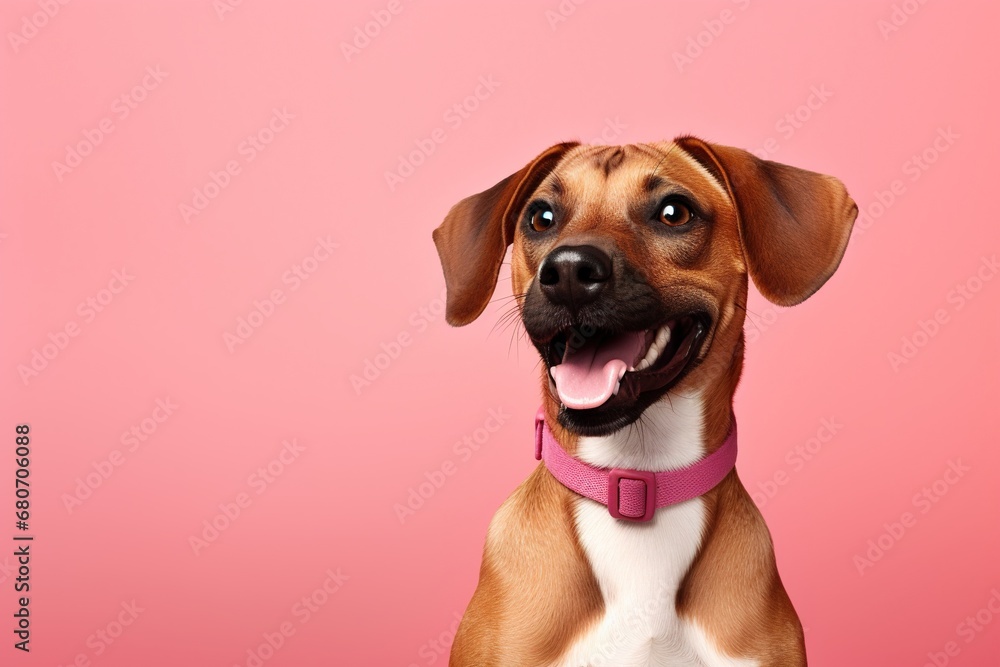 Studio shot capturing dog on vibrant backdrop Studio shot capturing dog on vibrant backdrop