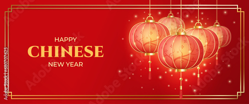 Realistic asian lanterns background. 3d chinese ornamental silk lantern for new year china or japanese festival, bright red paper lamps festive symbol, decent vector illustration